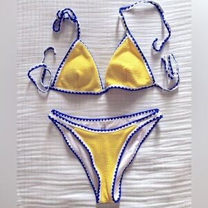 Small Yellow Triangle Halter Tie Bikini Set